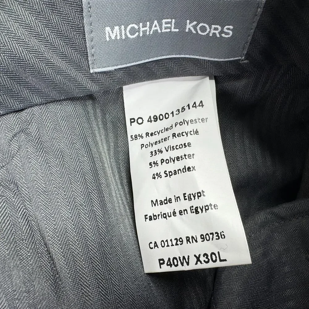 Michael Kors Mens Pleated Cuffed Solid Classic Fit Stretch Pants Gray 40x30